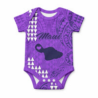 Maui Island Baby Onesie Kakau Tribal Mixed Polynesian Pattern Purple LT9 Purple - Polynesian Pride