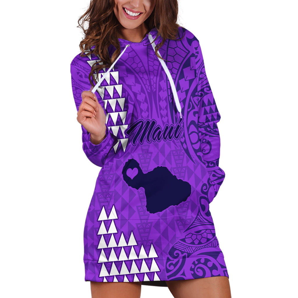 Maui Island Hoodie Dress Kakau Tribal Mixed Polynesian Pattern Purple LT9 Purple - Polynesian Pride