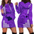 Maui Island Hoodie Dress Kakau Tribal Mixed Polynesian Pattern Purple LT9 - Polynesian Pride