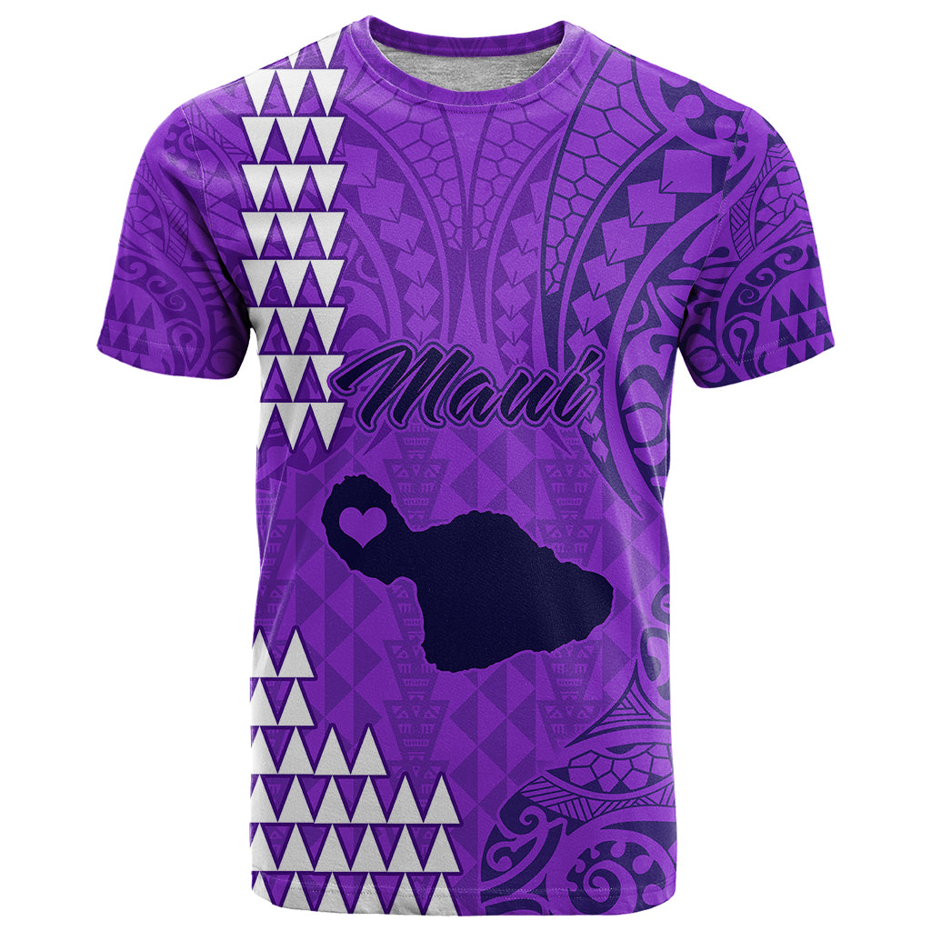 Maui Island T Shirt Kakau Tribal Mixed Polynesian Pattern Purple LT9 Purple - Polynesian Pride