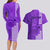 Personalised Maui Island Couples Matching Long Sleeve Bodycon Dress and Hawaiian Shirt Kakau Tribal Mixed Polynesian Pattern Purple LT9 - Polynesian Pride