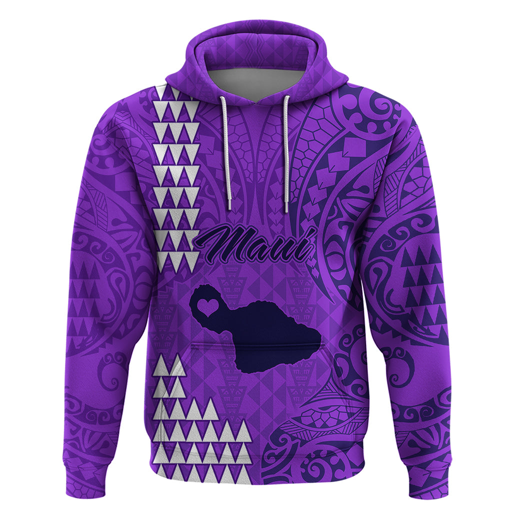 Personalised Maui Island Hoodie Kakau Tribal Mixed Polynesian Pattern Purple LT9 Purple - Polynesian Pride