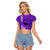Personalised Maui Island Raglan Cropped T Shirt Kakau Tribal Mixed Polynesian Pattern Purple LT9 Female Purple - Polynesian Pride