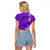 Personalised Maui Island Raglan Cropped T Shirt Kakau Tribal Mixed Polynesian Pattern Purple LT9 - Polynesian Pride