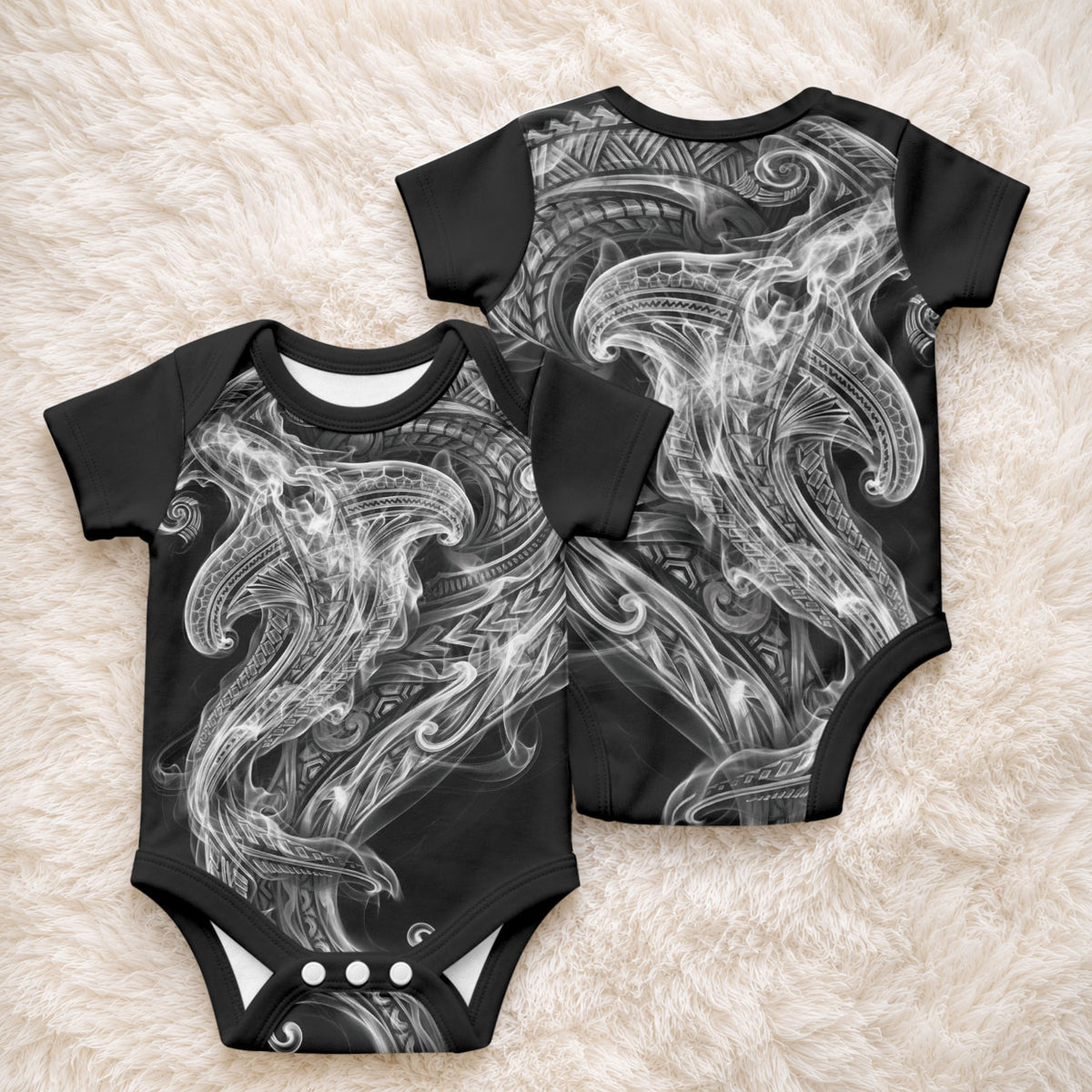Pango Maori Tribal Hammershark Ghost Spirit Baby Onesie