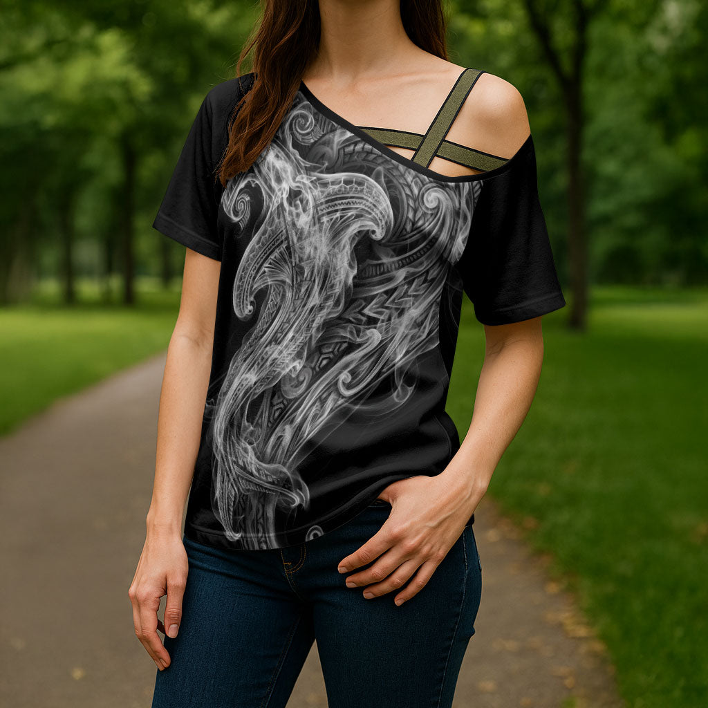 Pango Maori Tribal Hammershark Ghost Spirit Cross Shoulder Shirt
