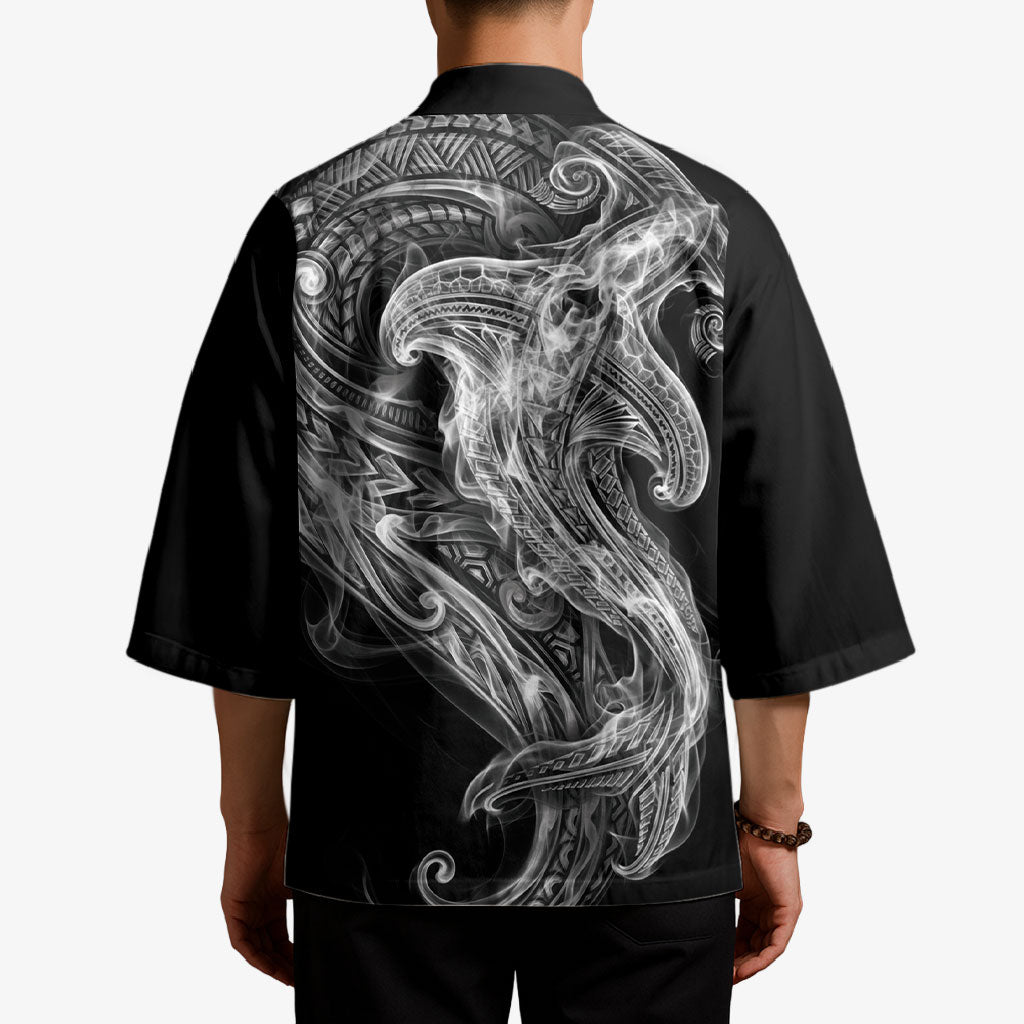 Pango Maori Tribal Hammershark Ghost Spirit Kimono