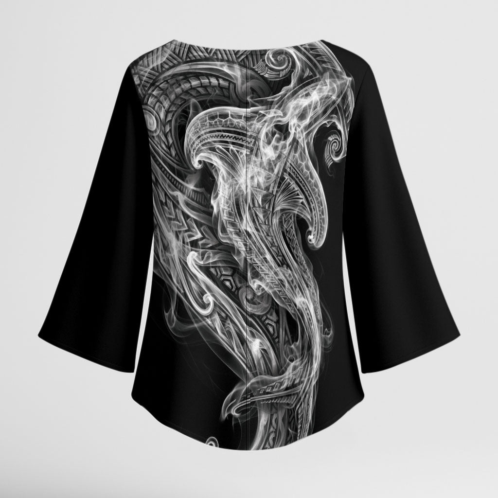 Pango Maori Tribal Hammershark Ghost Spirit Kimono Sleeve Blouse