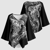 Pango Maori Tribal Hammershark Ghost Spirit Kimono Sleeve Blouse
