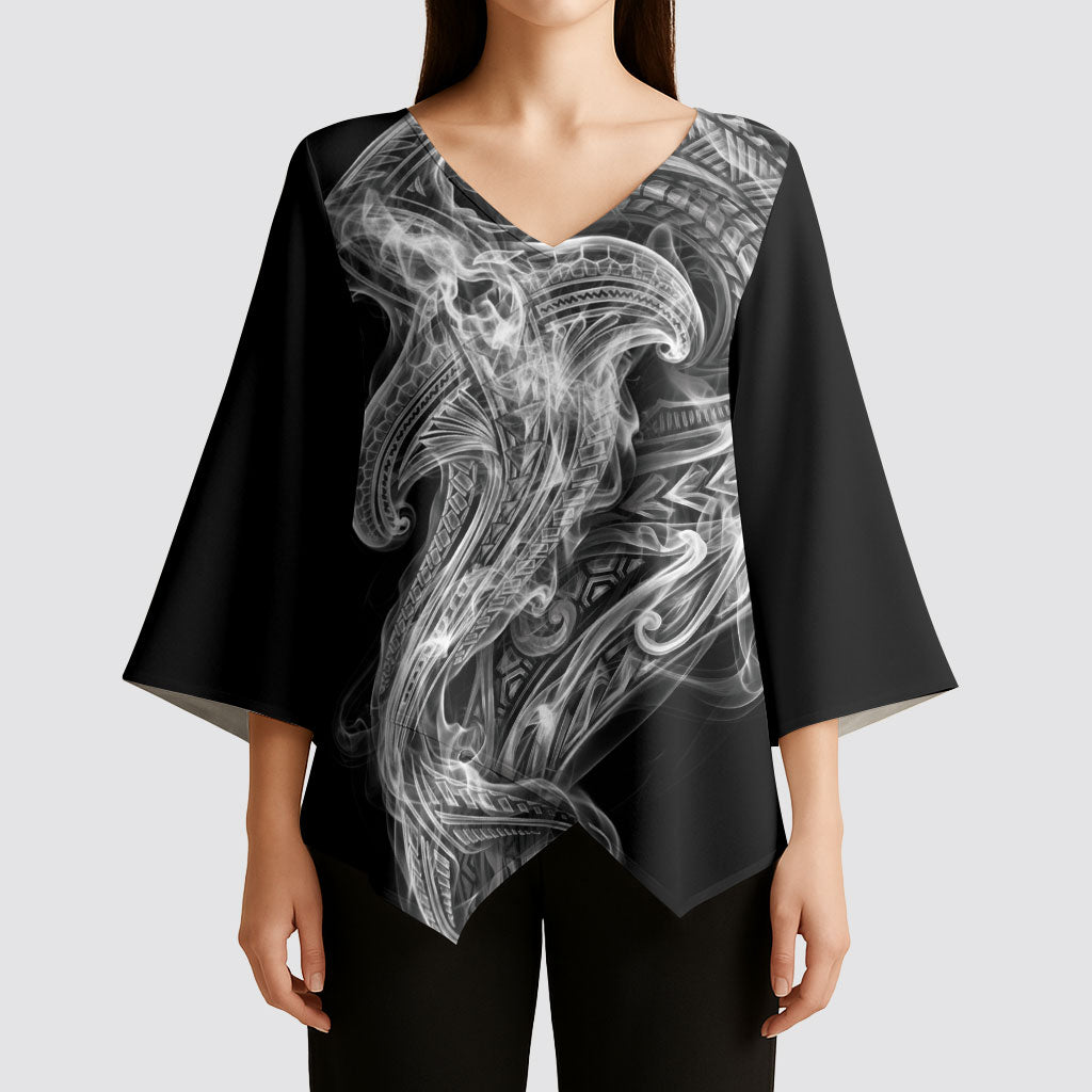 Pango Maori Tribal Hammershark Ghost Spirit Kimono Sleeve Blouse
