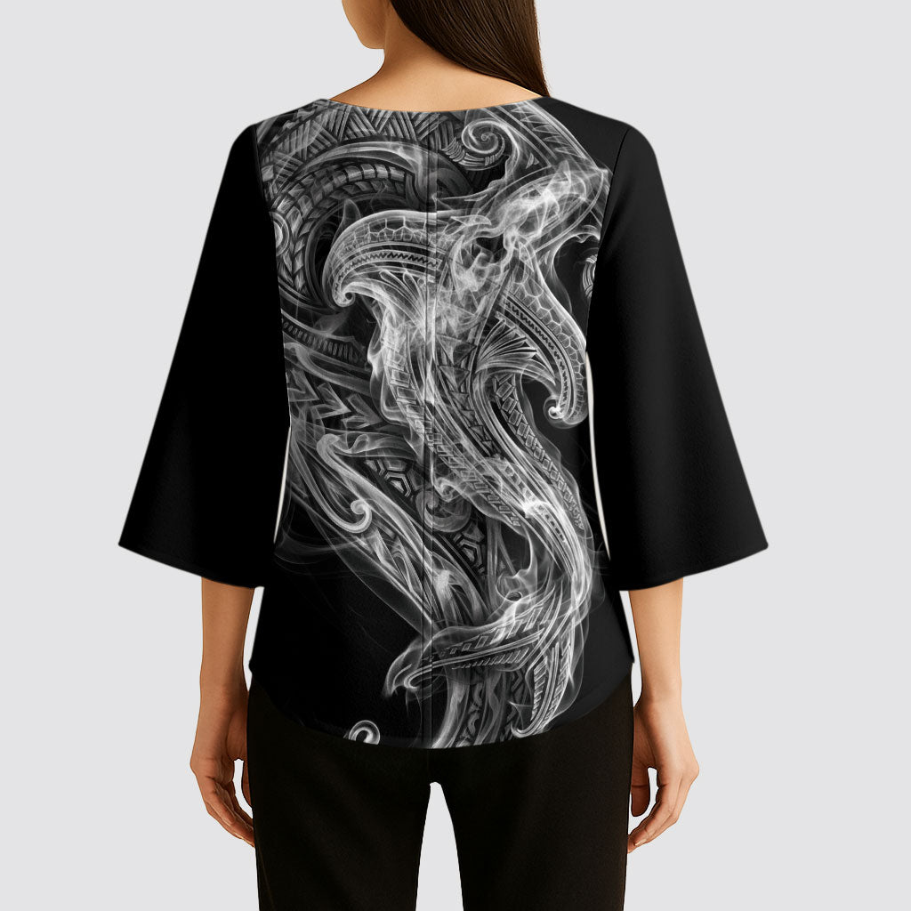 Pango Maori Tribal Hammershark Ghost Spirit Kimono Sleeve Blouse