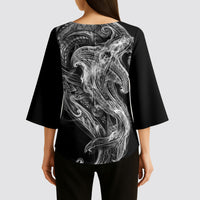 Pango Maori Tribal Hammershark Ghost Spirit Kimono Sleeve Blouse