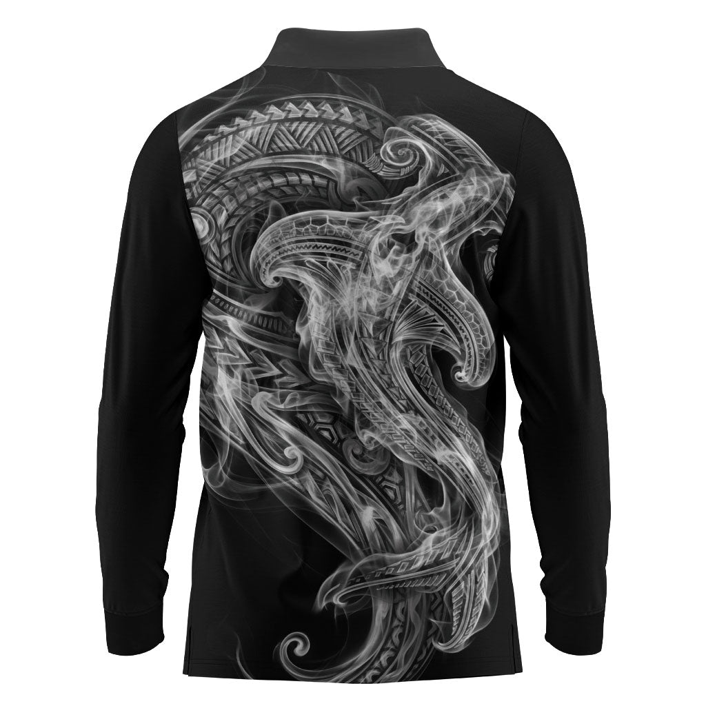 Pango Maori Tribal Hammershark Ghost Spirit Long Sleeve Polo Shirt