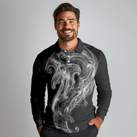 Pango Maori Tribal Hammershark Ghost Spirit Long Sleeve Polo Shirt