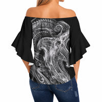 Pango Maori Tribal Hammershark Ghost Spirit Off Shoulder Wrap Waist Top