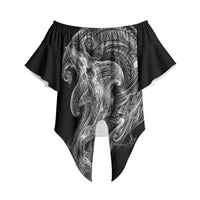 Pango Maori Tribal Hammershark Ghost Spirit Off Shoulder Wrap Waist Top