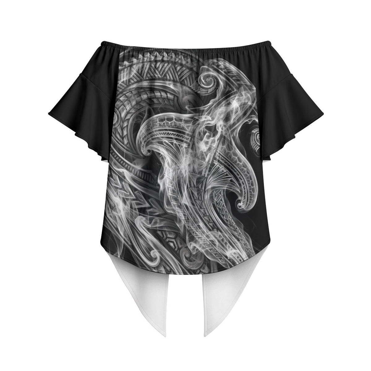 Pango Maori Tribal Hammershark Ghost Spirit Off Shoulder Wrap Waist Top