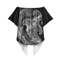Pango Maori Tribal Hammershark Ghost Spirit Off Shoulder Wrap Waist Top