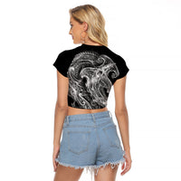 Pango Maori Tribal Hammershark Ghost Spirit Raglan Cropped T Shirt