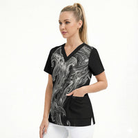 Pango Maori Tribal Hammershark Ghost Spirit Scrub Top