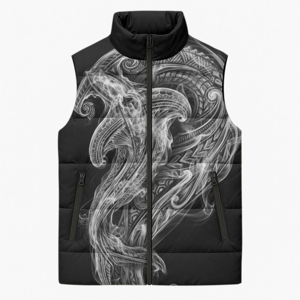 Pango Maori Tribal Hammershark Ghost Spirit Sleeveless Puffer Jacket