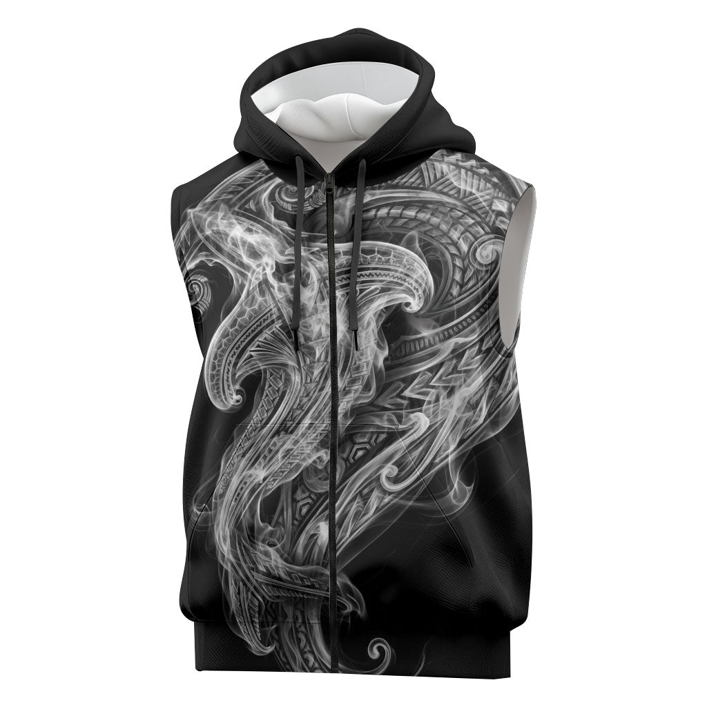 Pango Maori Tribal Hammershark Ghost Spirit Sleeveless Zip Hoodie