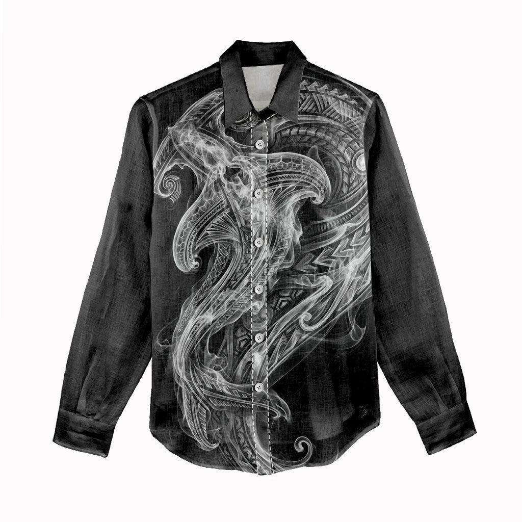 Pango Maori Tribal Hammershark Ghost Spirit Women Casual Shirt