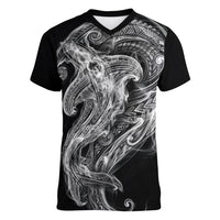 Pango Maori Tribal Hammershark Ghost Spirit Women V-Neck T-Shirt