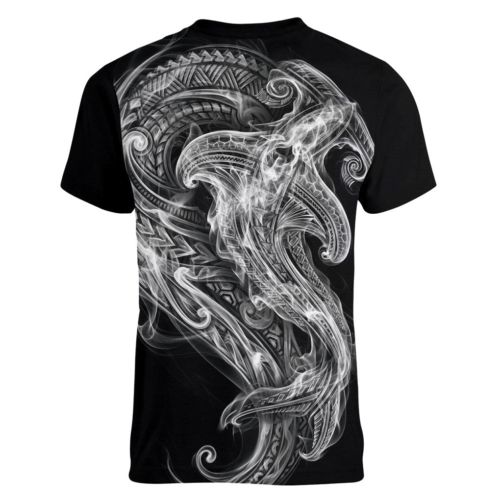 Pango Maori Tribal Hammershark Ghost Spirit Women V-Neck T-Shirt