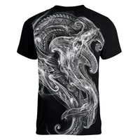 Pango Maori Tribal Hammershark Ghost Spirit Women V-Neck T-Shirt