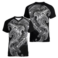 Pango Maori Tribal Hammershark Ghost Spirit Women V-Neck T-Shirt