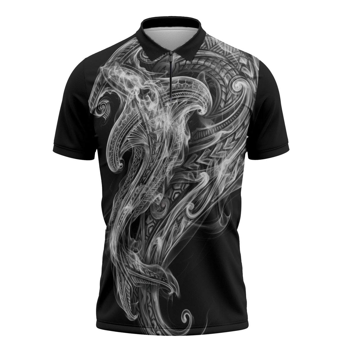 Pango Maori Tribal Hammershark Ghost Spirit Zipper Polo Shirt