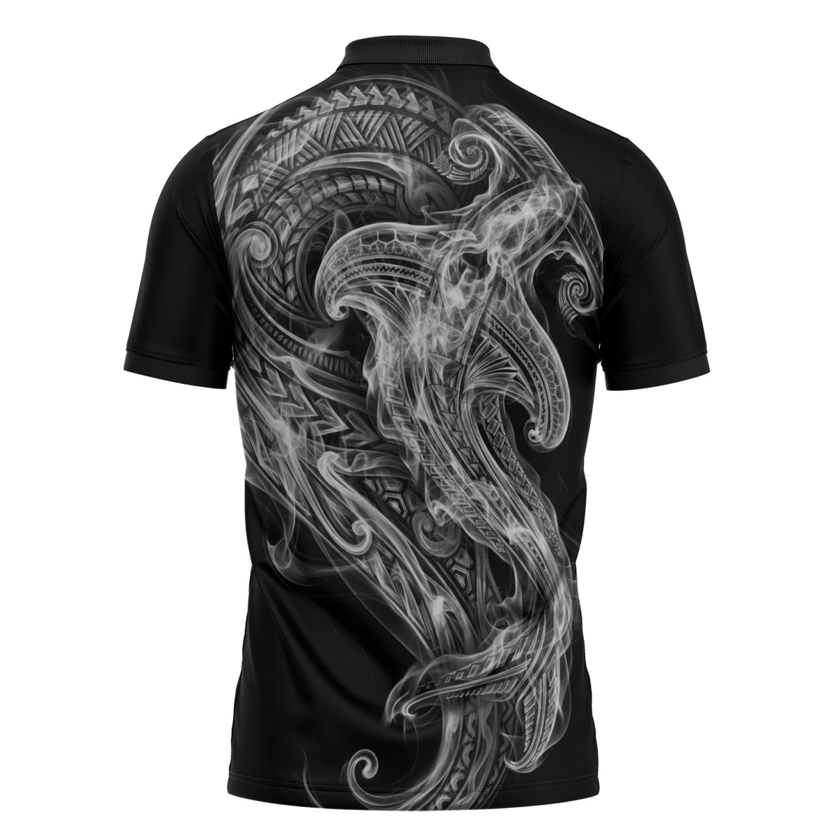 Pango Maori Tribal Hammershark Ghost Spirit Zipper Polo Shirt