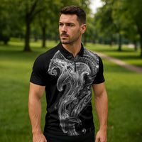 Pango Maori Tribal Hammershark Ghost Spirit Zipper Polo Shirt