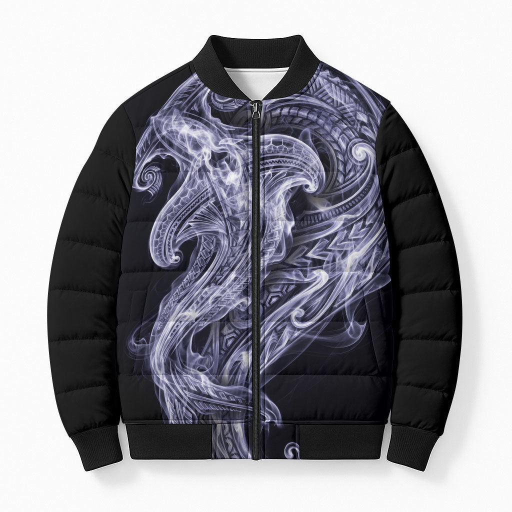 Kikorangi Maori Tribal Hammershark Ghost Spirit Bomber Puffer Jacket