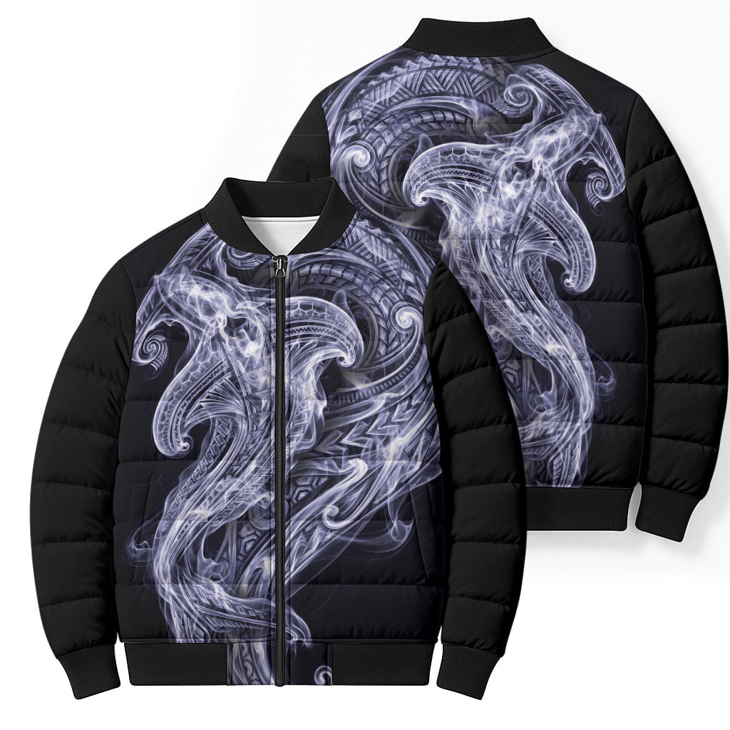 Kikorangi Maori Tribal Hammershark Ghost Spirit Bomber Puffer Jacket