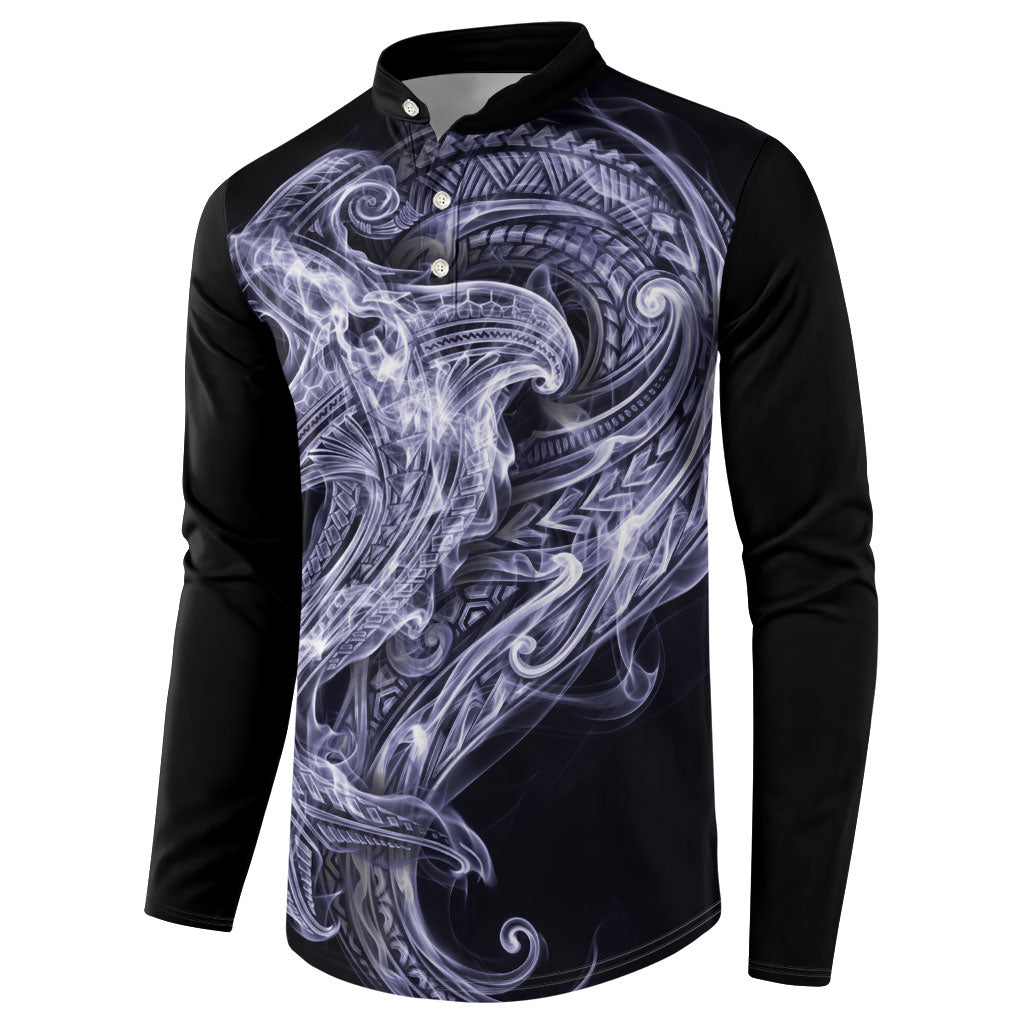 Kikorangi Maori Tribal Hammershark Ghost Spirit Button Sweatshirt