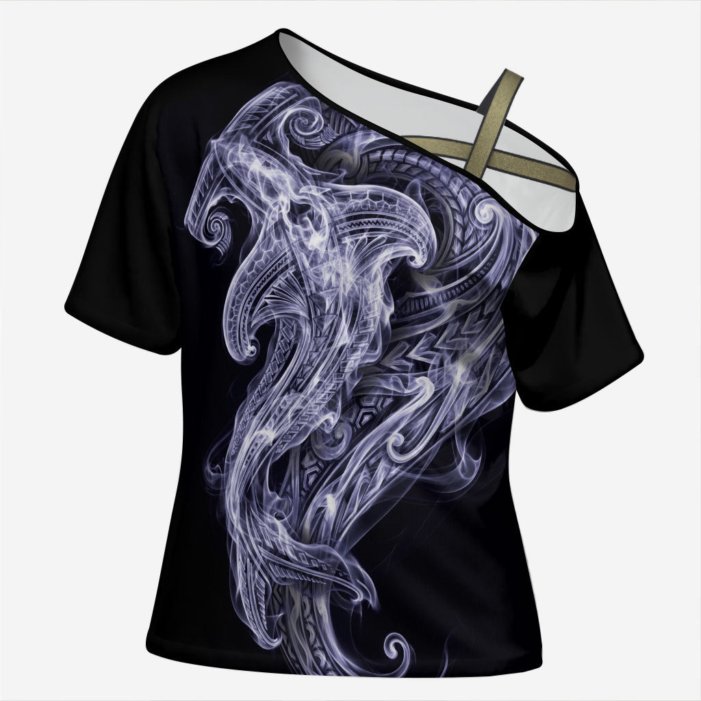 Kikorangi Maori Tribal Hammershark Ghost Spirit Cross Shoulder Shirt