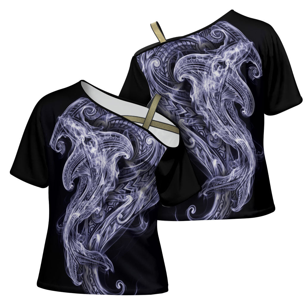 Kikorangi Maori Tribal Hammershark Ghost Spirit Cross Shoulder Shirt