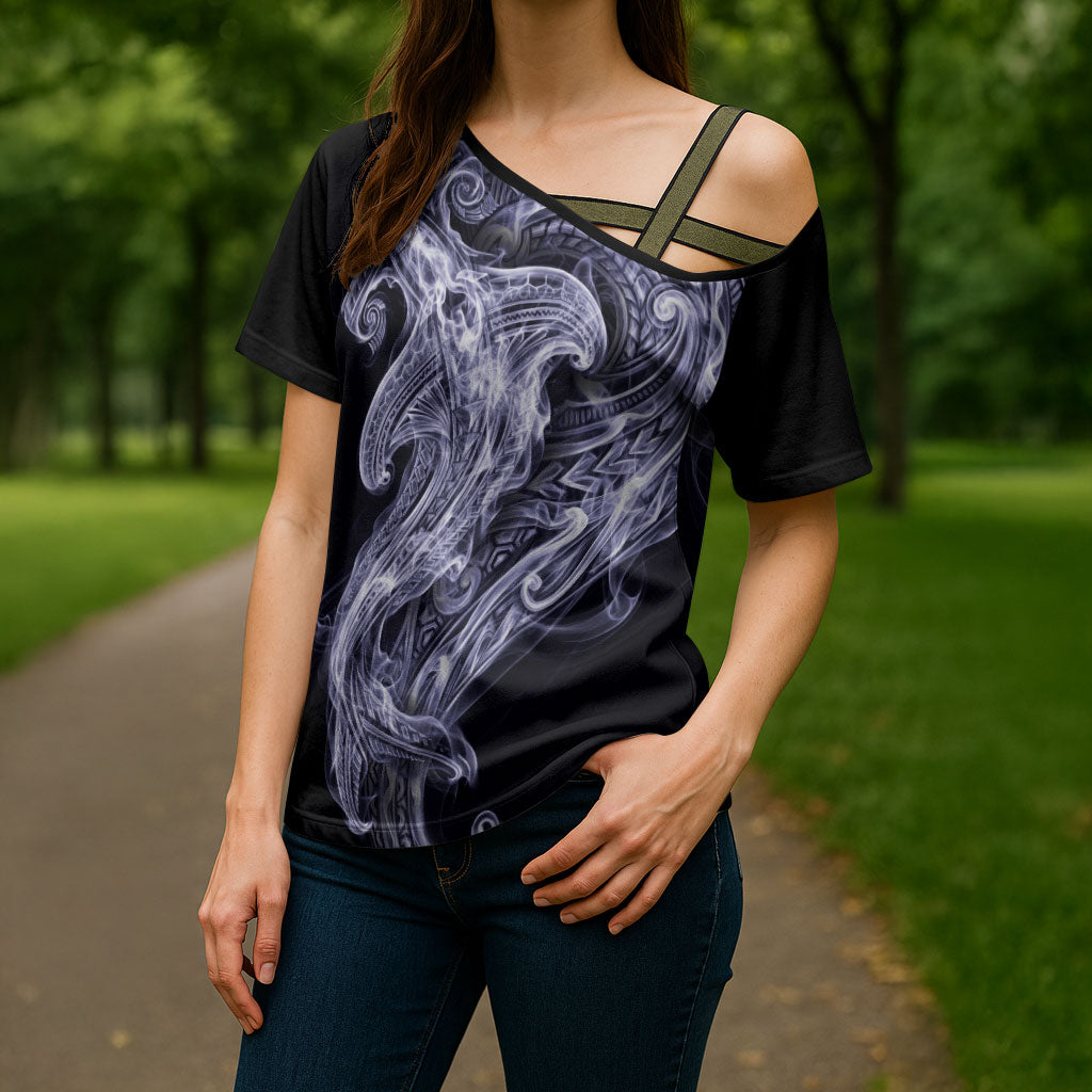 Kikorangi Maori Tribal Hammershark Ghost Spirit Cross Shoulder Shirt