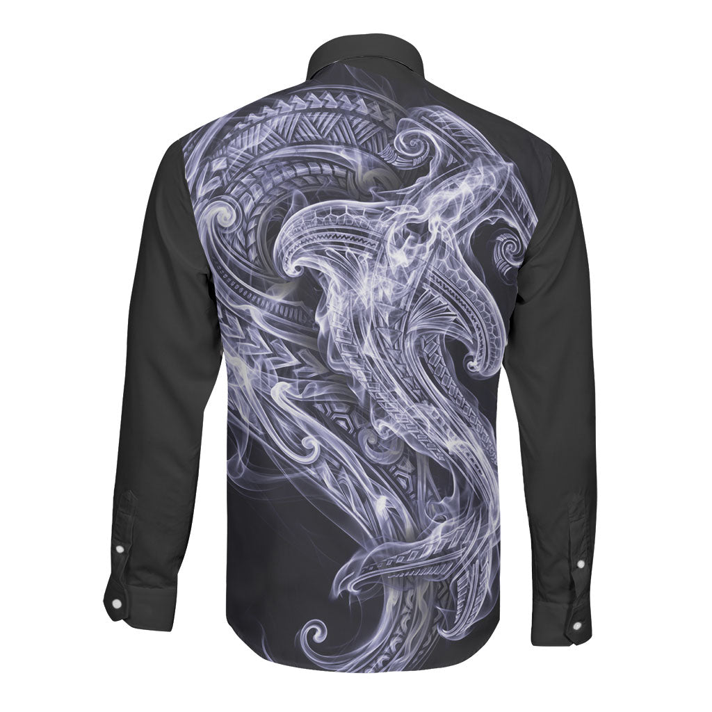 Kikorangi Maori Tribal Hammershark Ghost Spirit Long Sleeve Button Shirt
