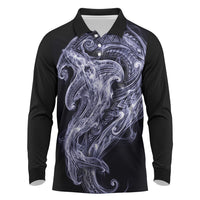 Kikorangi Maori Tribal Hammershark Ghost Spirit Long Sleeve Polo Shirt