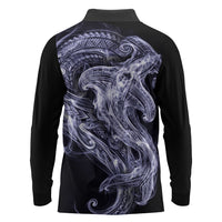 Kikorangi Maori Tribal Hammershark Ghost Spirit Long Sleeve Polo Shirt