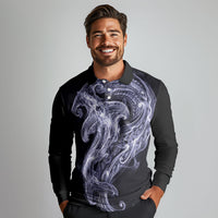 Kikorangi Maori Tribal Hammershark Ghost Spirit Long Sleeve Polo Shirt