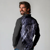 Kikorangi Maori Tribal Hammershark Ghost Spirit Long Sleeve Polo Shirt