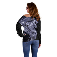 Kikorangi Maori Tribal Hammershark Ghost Spirit Off Shoulder Sweater