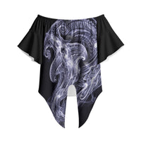 Kikorangi Maori Tribal Hammershark Ghost Spirit Off Shoulder Wrap Waist Top