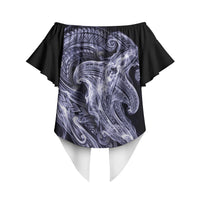 Kikorangi Maori Tribal Hammershark Ghost Spirit Off Shoulder Wrap Waist Top