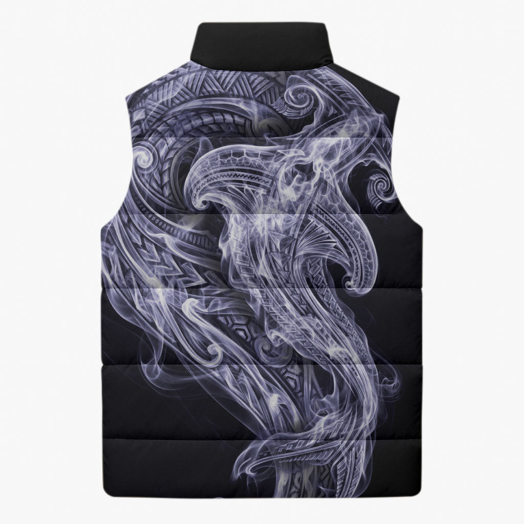 Kikorangi Maori Tribal Hammershark Ghost Spirit Sleeveless Puffer Jacket