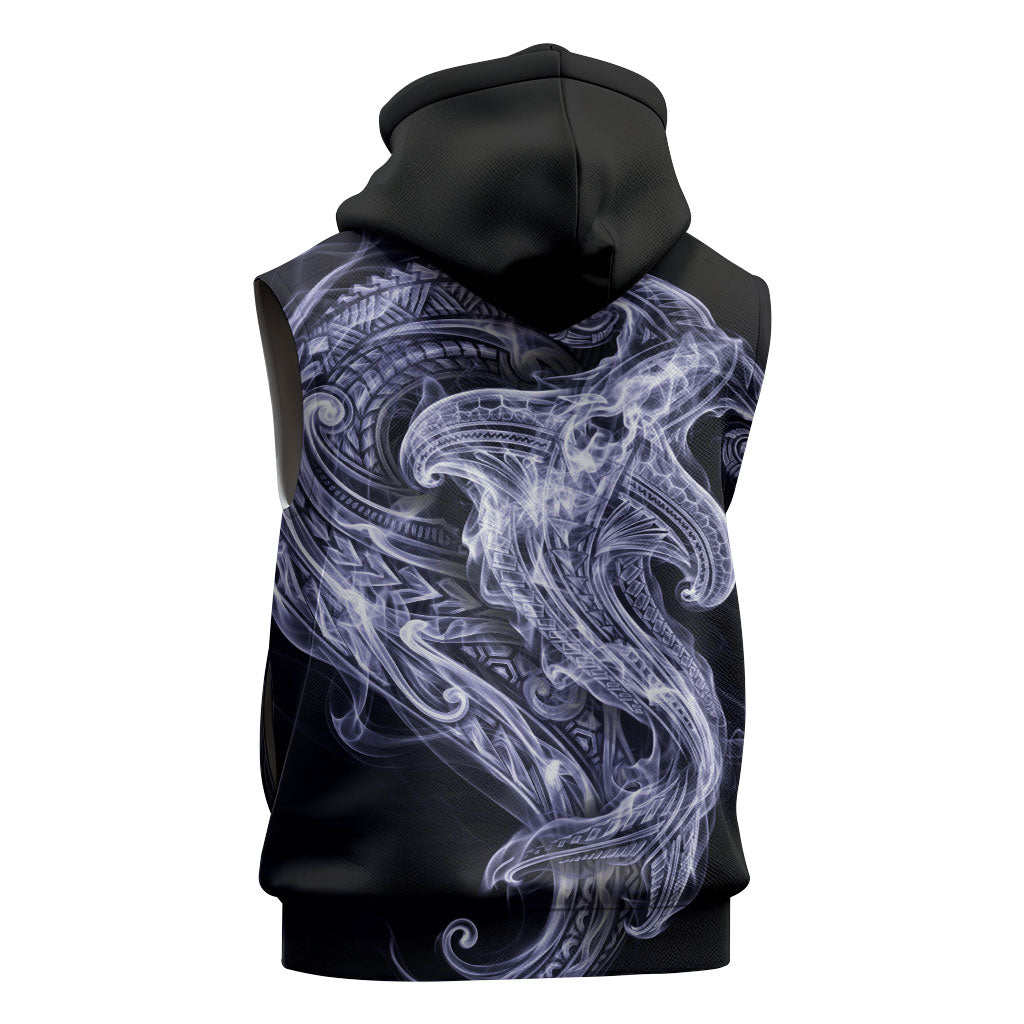 Kikorangi Maori Tribal Hammershark Ghost Spirit Sleeveless Zip Hoodie